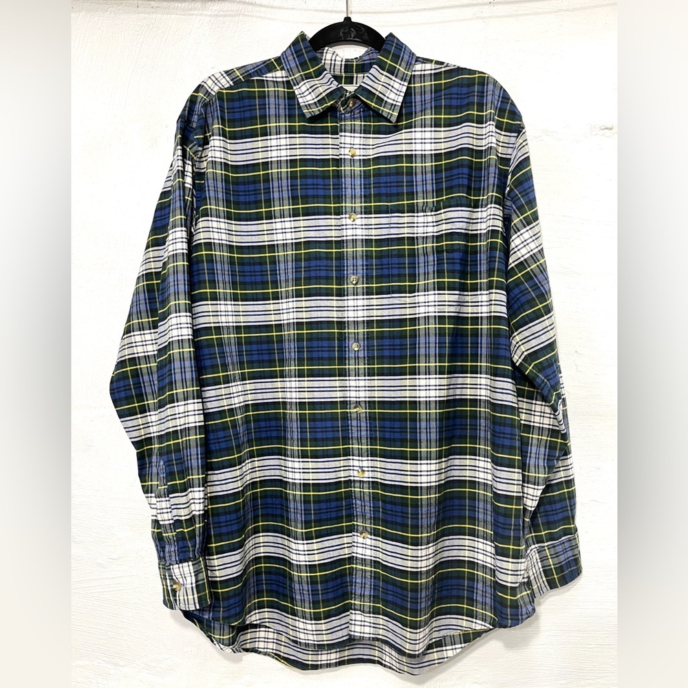 L.L. BEAN MENS PLAID BUTTON SHIRT TALL SIZE